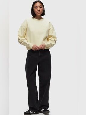 Closed Butter Yellow Cotton Crewneck Sweatshirt | Hailey Bieber Minimalist - XS